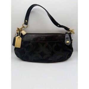 Coach Vintage Y2K Madison Op Art Black Signature Hobo Demi Handbag 12950